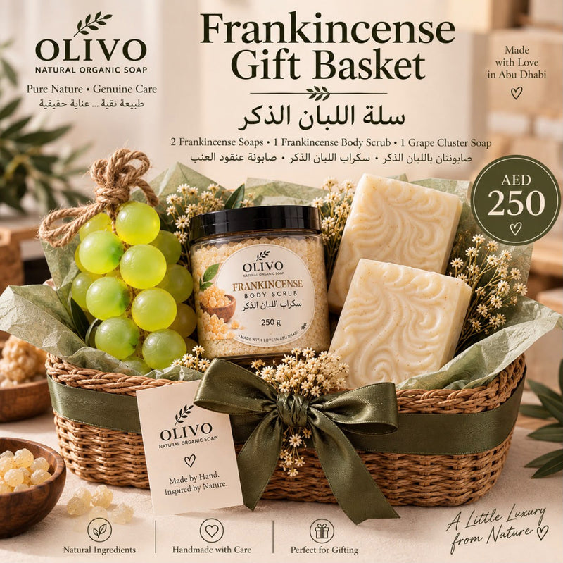 2 Frankincense soaps  scrub  one grape cluster