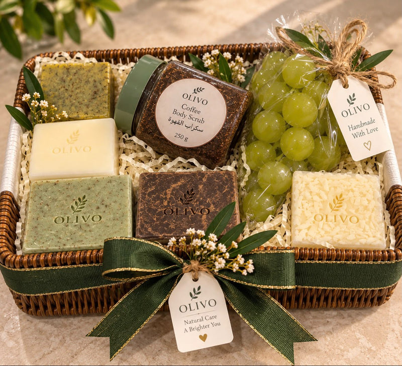 5 premium soaps  one scrub  and grape cluster