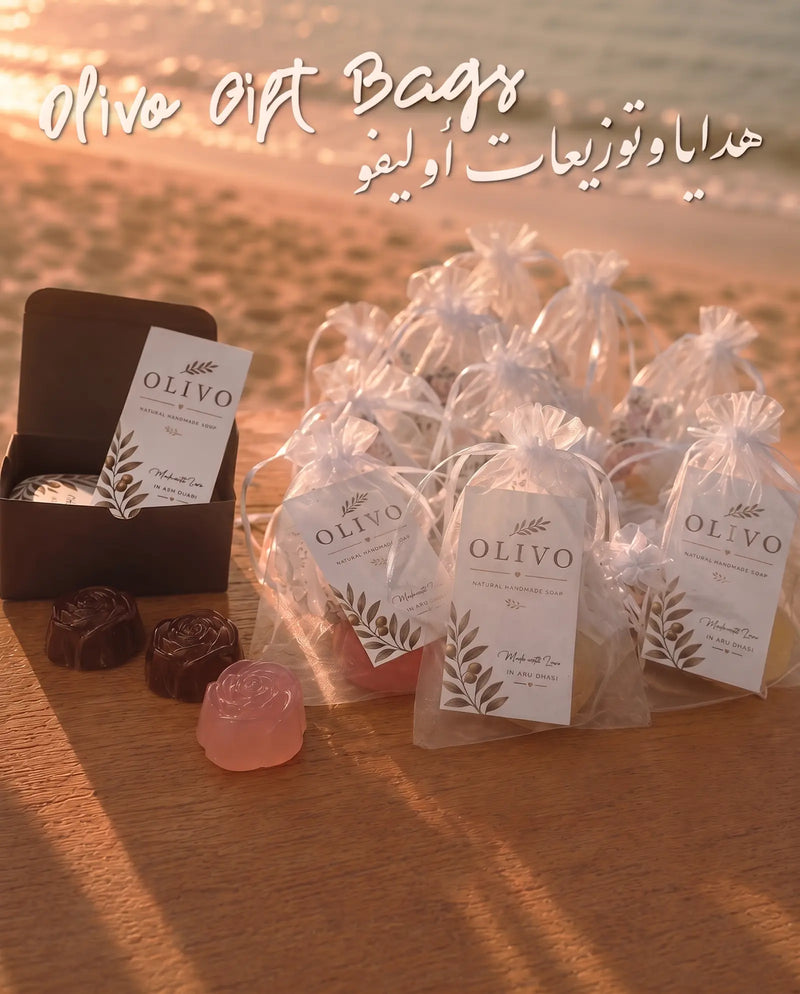 OLIVO gift box, six premium soaps in organza and box