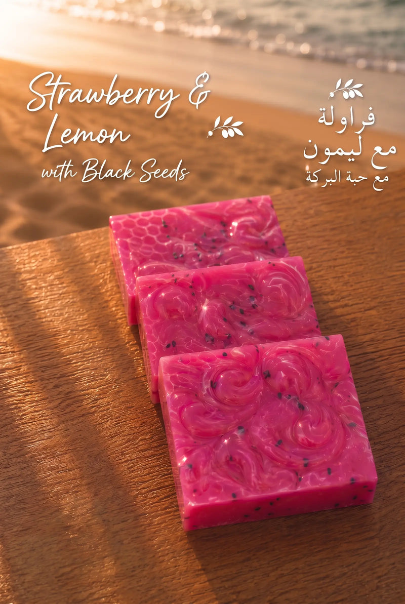 OLIVO Strawberry & Lemon with Black Seeds natural handmade soap