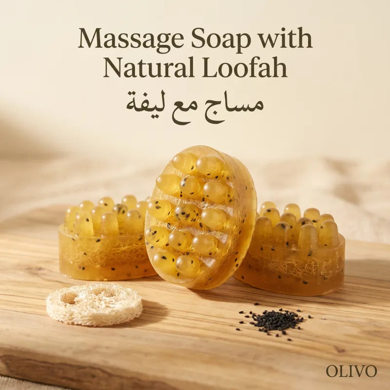 OLIVO Massage Soap with Natural Loofah, photo 2